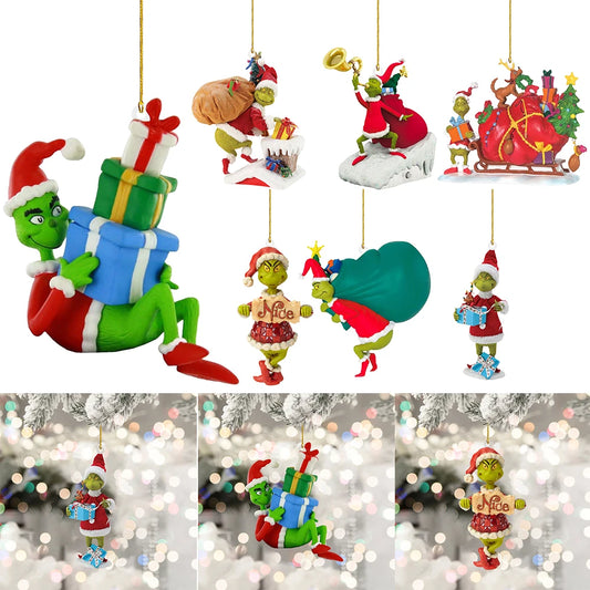 7 piece Christmas Tree Grinch Ornaments set